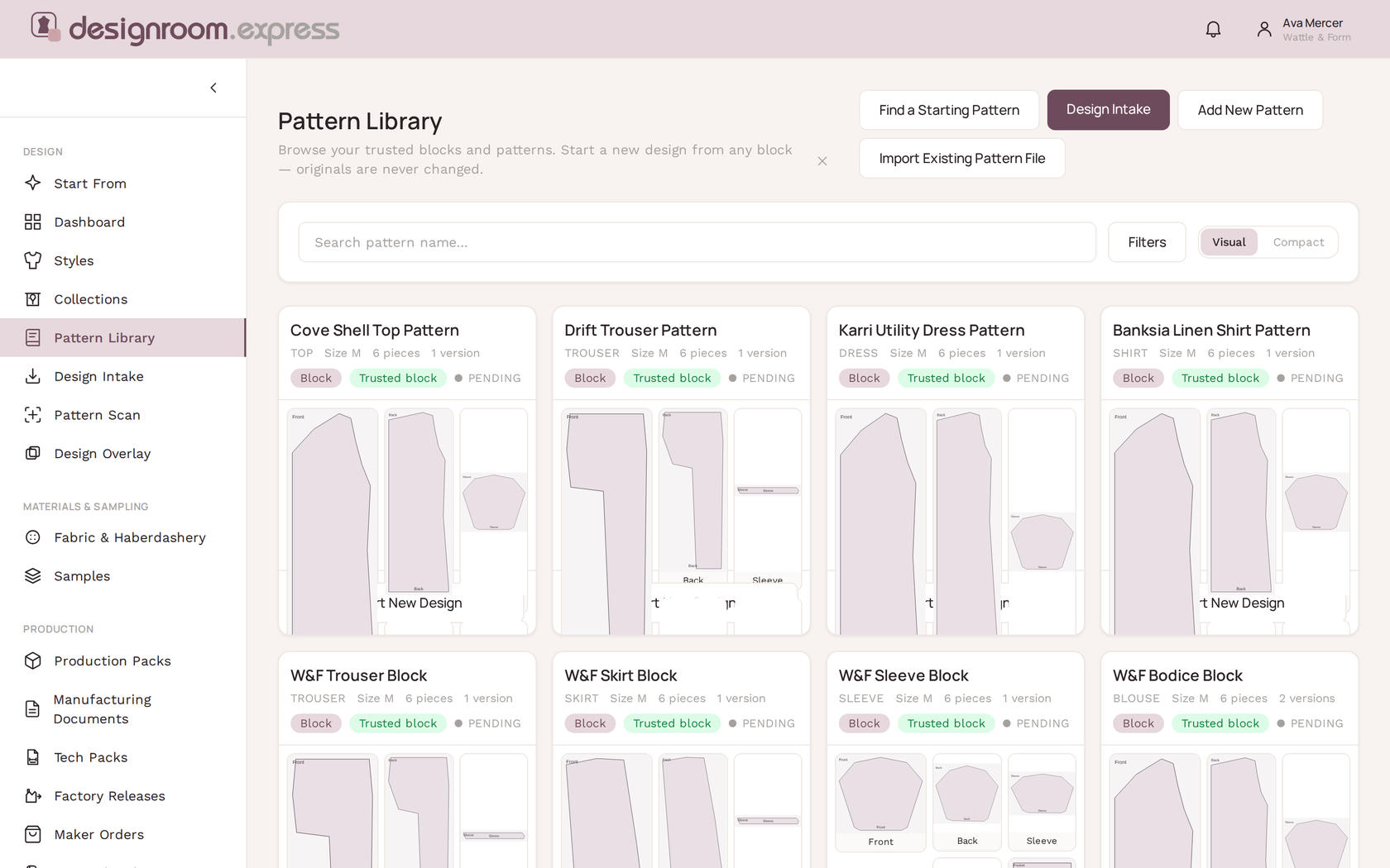 Pattern Library in designroom.express